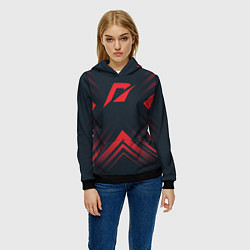 Толстовка-худи женская Красный символ Need for Speed на темном фоне со ст, цвет: 3D-черный — фото 2