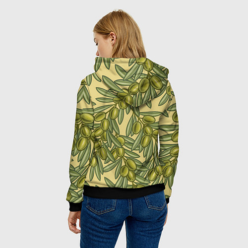 Женская толстовка Винтажные ветви оливок / 3D-Черный – фото 4