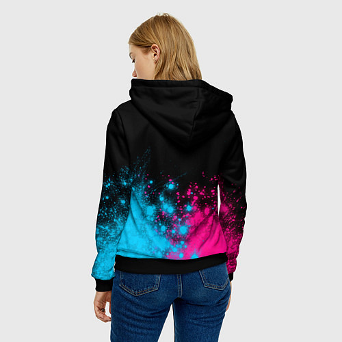 Женская толстовка AC Milan - neon gradient: символ сверху / 3D-Черный – фото 4