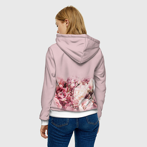 Женская толстовка Нежные розовые цветы в букете / 3D-Белый – фото 4