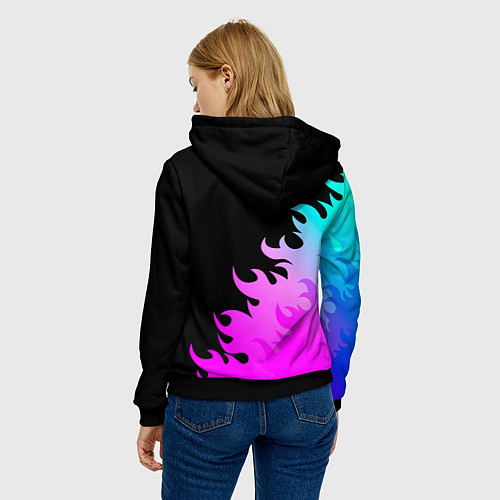 Женская толстовка Disturbed неоновый огонь / 3D-Черный – фото 4