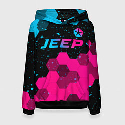 Женская толстовка Jeep - neon gradient: символ сверху