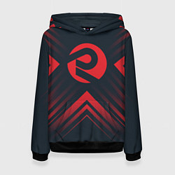 Женская толстовка Красный символ ARC Raiders на темном фоне со стрел