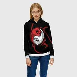 Толстовка-худи женская Братский инь-янь, цвет: 3D-белый — фото 2