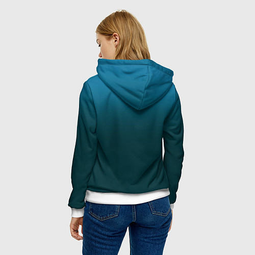 Женская толстовка Градиент бирюзовый / 3D-Белый – фото 4