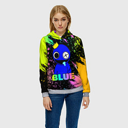 Толстовка-худи женская Rainbow Friends - Blue, цвет: 3D-меланж — фото 2