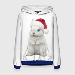 Толстовка-худи женская Рождественский крольчонок, цвет: 3D-синий