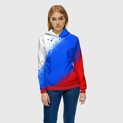 Толстовка-худи женская Флаг России - триколор, цвет: 3D-красный — фото 2