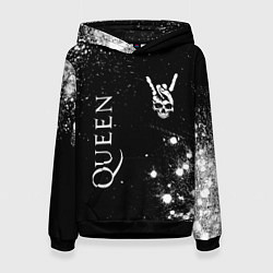 Толстовка-худи женская Queen и рок символ на темном фоне, цвет: 3D-черный