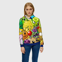 Толстовка-худи женская Растения против зомби, цвет: 3D-синий — фото 2