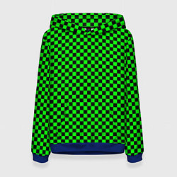Толстовка-худи женская Зелёная шахматка - паттерн, цвет: 3D-синий