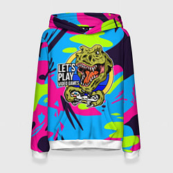 Женская толстовка Lets play video games - dinosaur