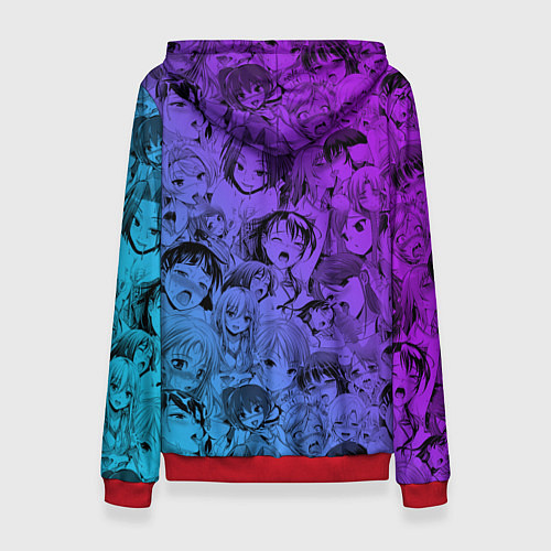 Женская толстовка Ахегао девушки градиент / 3D-Красный – фото 2