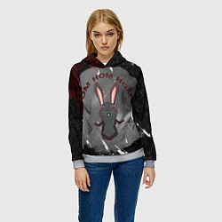 Толстовка-худи женская Черный кролик ом ном ном, цвет: 3D-меланж — фото 2