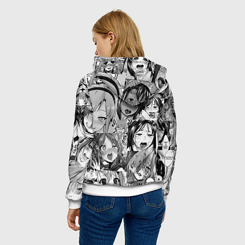 Женская толстовка Ахегао паттерн / 3D-Белый – фото 4
