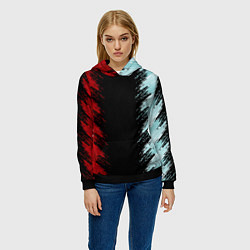 Толстовка-худи женская Красно-бирюзовый разрыв, цвет: 3D-черный — фото 2