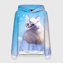 Женская толстовка Заснеженный котик