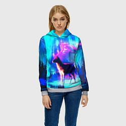 Толстовка-худи женская Благородный олень, цвет: 3D-меланж — фото 2