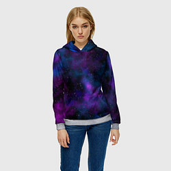 Толстовка-худи женская Космос с галактиками, цвет: 3D-меланж — фото 2