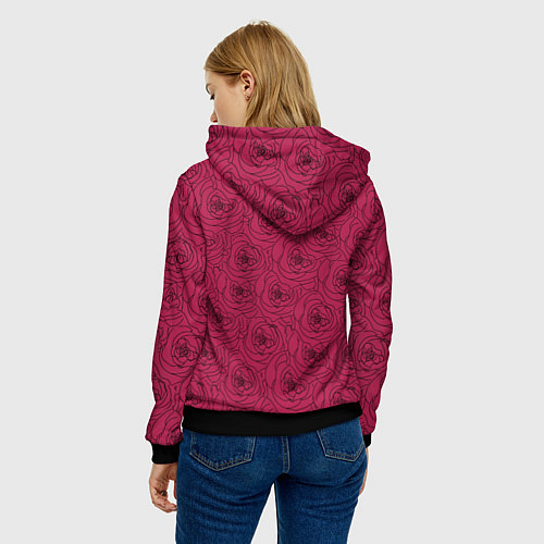 Женская толстовка Узор в виде роз / 3D-Черный – фото 4