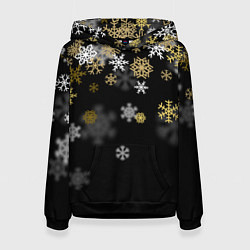 Женская толстовка Золотые и белые снежинки