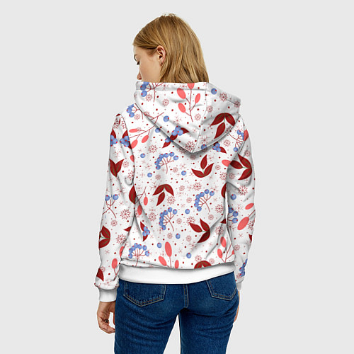 Женская толстовка Новогодние ягоды и снежинки / 3D-Белый – фото 4