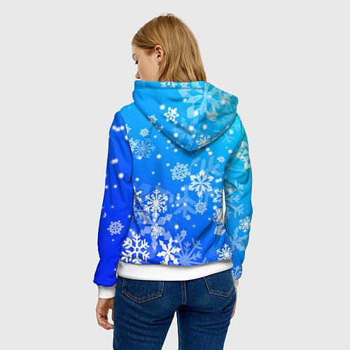 Женская толстовка Милый кролик в снежинках / 3D-Белый – фото 4