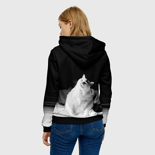 Женская толстовка Жирный кот - жизнь удалась / 3D-Черный – фото 4