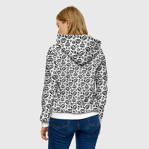 Женская толстовка Улыбка пианиста, узор на белом фоне / 3D-Белый – фото 4