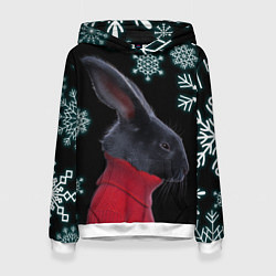 Женская толстовка Зимний кролик в свитере
