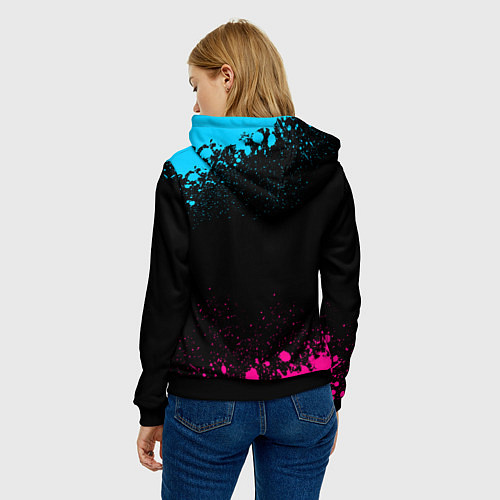 Женская толстовка Барабанщик за работой - неоновый градиент / 3D-Черный – фото 4