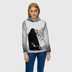 Толстовка-худи женская Хоррор волк, цвет: 3D-меланж — фото 2