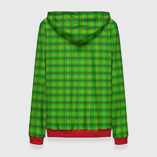 Женская толстовка Шотландка зеленая крупная / 3D-Красный – фото 2