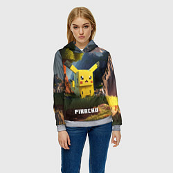 Толстовка-худи женская Pokеmon Pikachu, цвет: 3D-меланж — фото 2