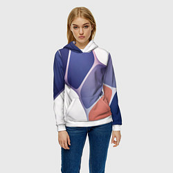 Толстовка-худи женская Узор из синих, фиолетовых, белых и оранжевых камне, цвет: 3D-белый — фото 2