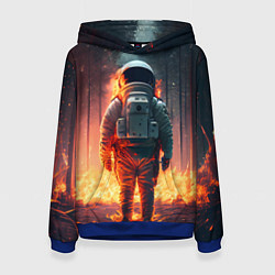 Женская толстовка Космонавт в горящем лесу