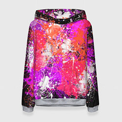Женская толстовка Разбрызганная красная краска - темный фон
