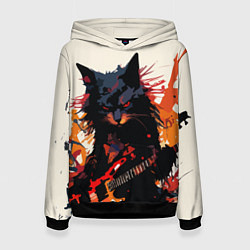 Женская толстовка Black rocker cat on a light background - C-Cats co
