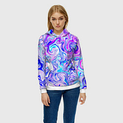 Толстовка-худи женская Акварельные линии, цвет: 3D-белый — фото 2