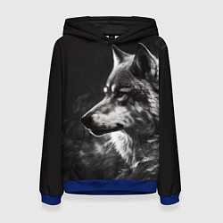 Женская толстовка Волк в белом дыму