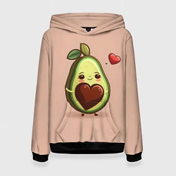 Толстовка-худи женская Влюбленная авокадо - парные, цвет: 3D-черный