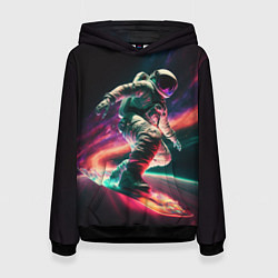 Толстовка-худи женская Cosmonaut space surfing, цвет: 3D-черный