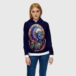 Толстовка-худи женская Синяя птица арт, цвет: 3D-белый — фото 2