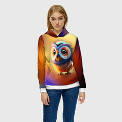 Толстовка-худи женская Яркая совушка, цвет: 3D-белый — фото 2