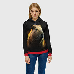 Толстовка-худи женская Капибара и дым, цвет: 3D-красный — фото 2