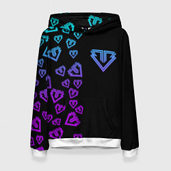 Толстовка-худи женская Big bang half neon pattern, цвет: 3D-белый