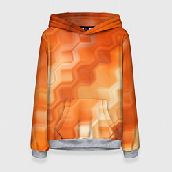 Толстовка-худи женская Золотисто-оранжевый туманный паттерн, цвет: 3D-меланж
