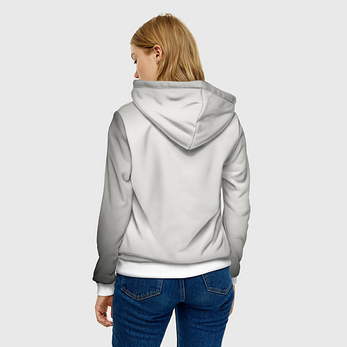Женская толстовка Душа на распашку серо белый градиент / 3D-Белый – фото 4