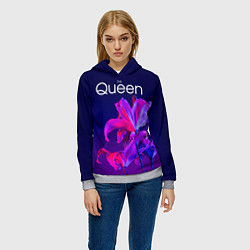 Толстовка-худи женская The Queen Королева и цветы, цвет: 3D-меланж — фото 2
