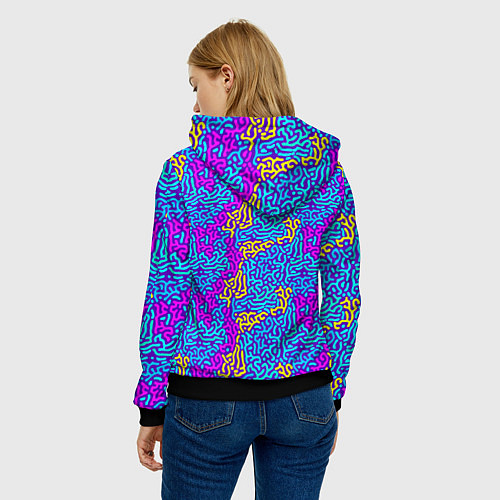 Женская толстовка Абстрактные психоделические полосы / 3D-Черный – фото 4